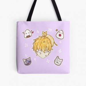 Kawaii chibi Kyo with happy little neko and onigiri All Over Print Tote Bag RB0909 product Offical Fruits Basket Merch