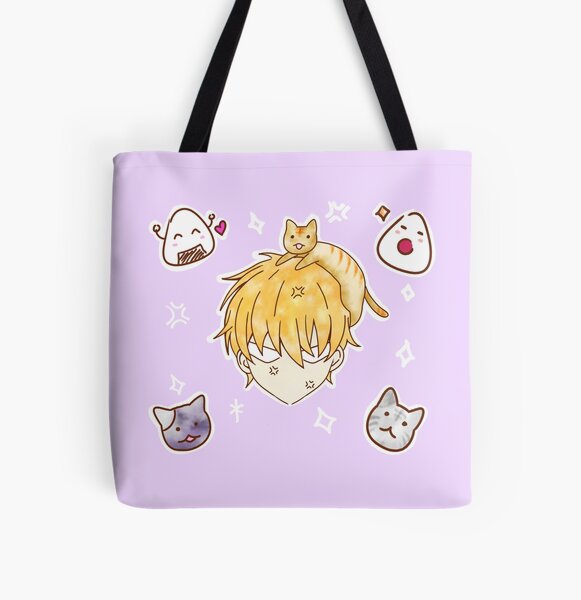 Kawaii chibi Kyo with happy little neko and onigiri All Over Print Tote Bag RB0909 product Offical Fruits Basket Merch