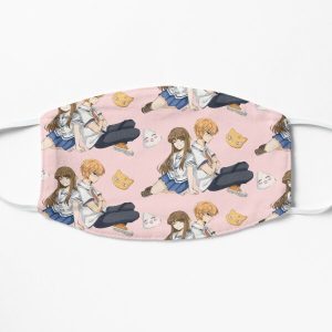 Tohru Honda and Kyo Sohma with onigiri and cat motif Flat Mask RB0909 product Offical Fruits Basket Merch